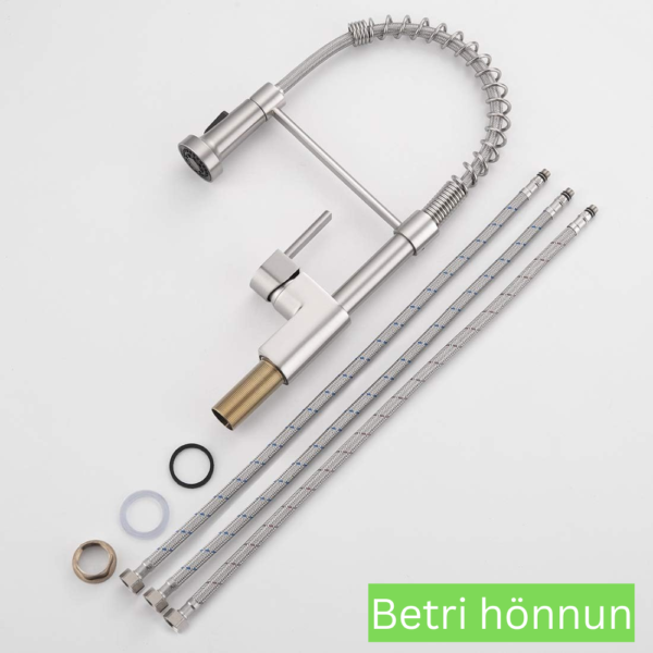Gormblöndunartæki fyrir eldhús með fylgihlutum og tengingum fyrir lágþrýsti