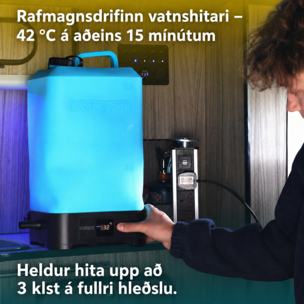 Colapz hituð ferðasturta að hita vatn inni í húsbíl