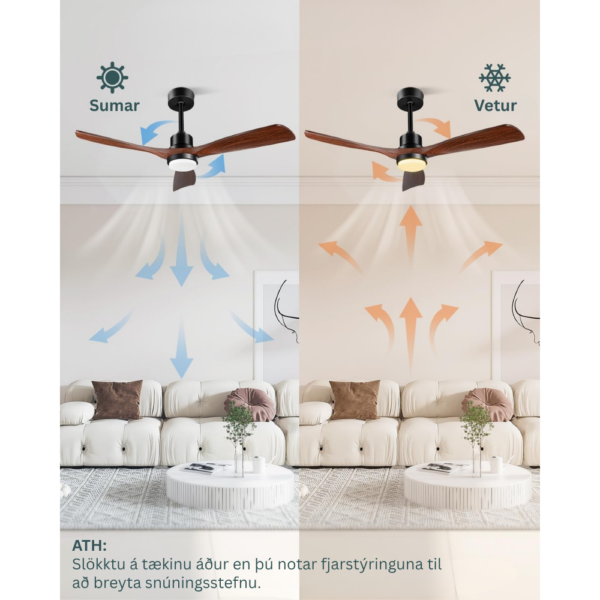 Loftvifta með sumar- og vetrarstillingu